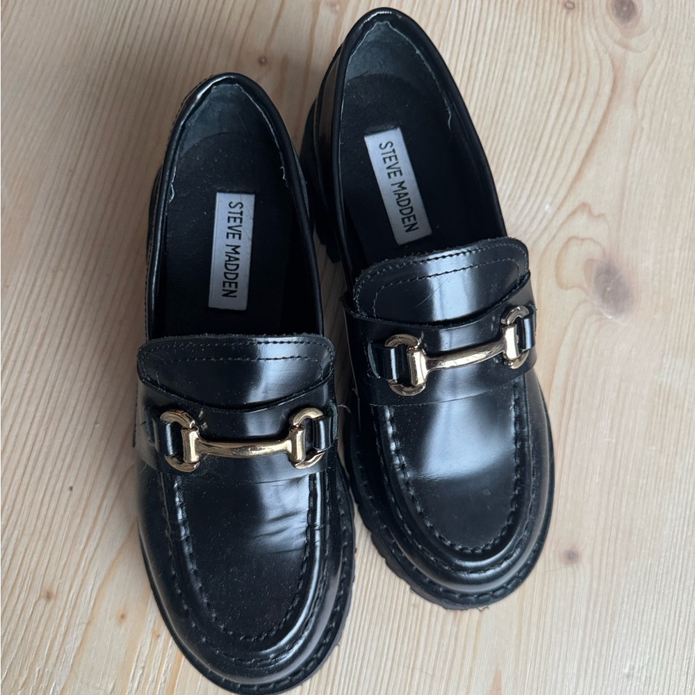 Steve Madden LANDO BLACK LEATHER Loafers